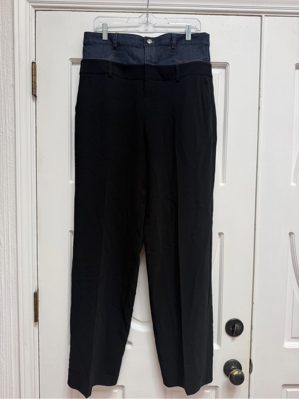 cinq a sept Black Trousers with Dark Denim Waistband Dionne 10